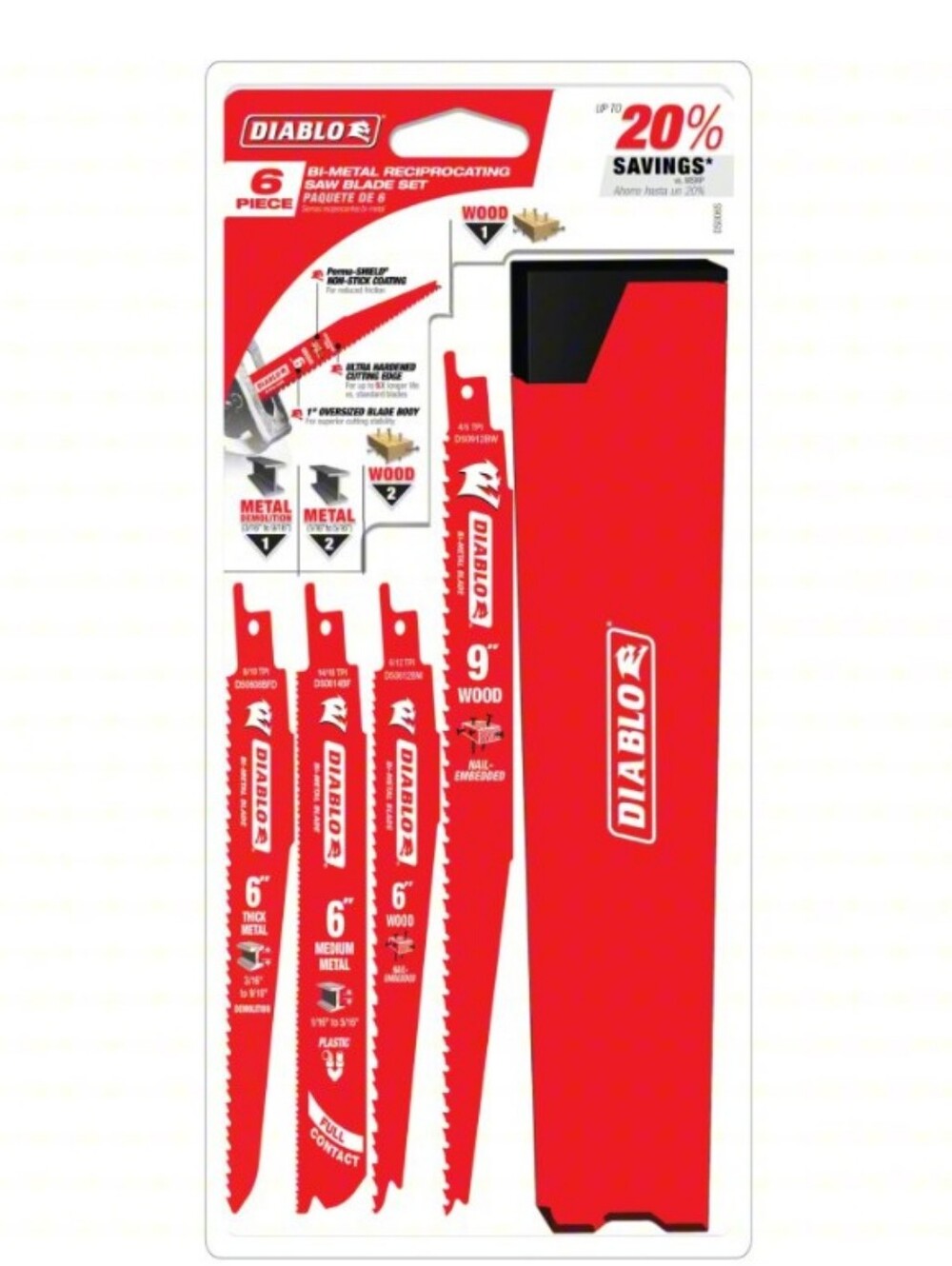 Red Reciprocating Saw Blade Set - 6 Piece